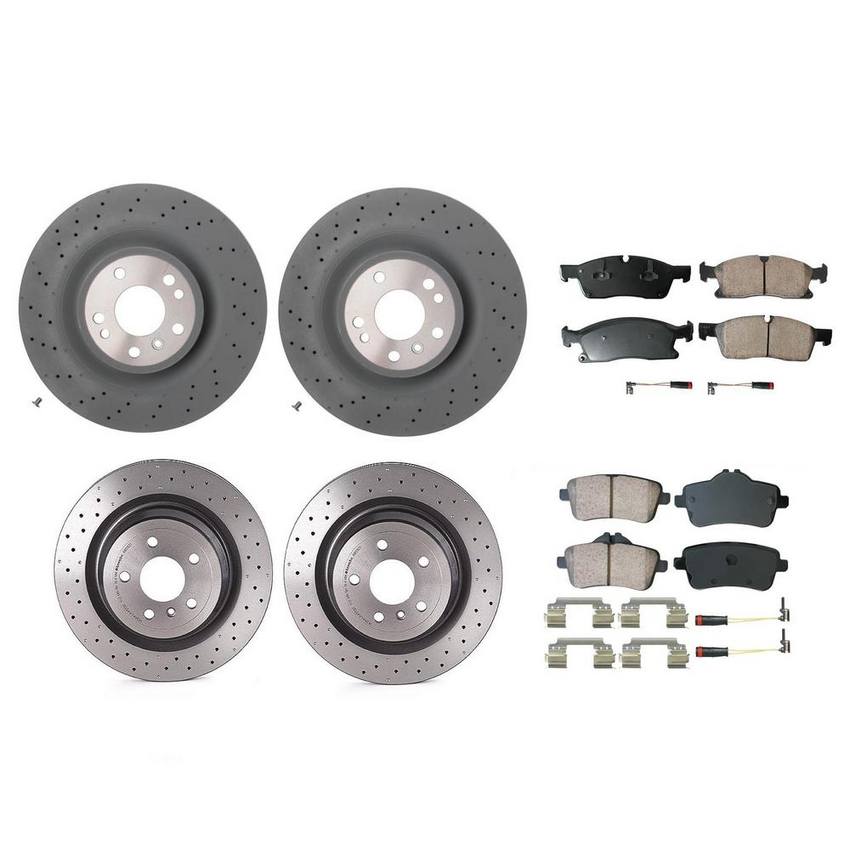 Mercedes Disc Brake Pad and Rotor Kit - Front and Rear (350mm/330mm) (Ceramic) (EURO) 1664230412 - Akebono Euro Ultra-Premium 4122642KIT